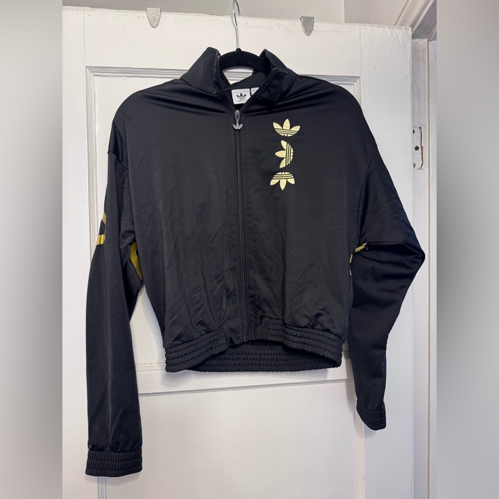 Adidas Black Jacket with Gold Details